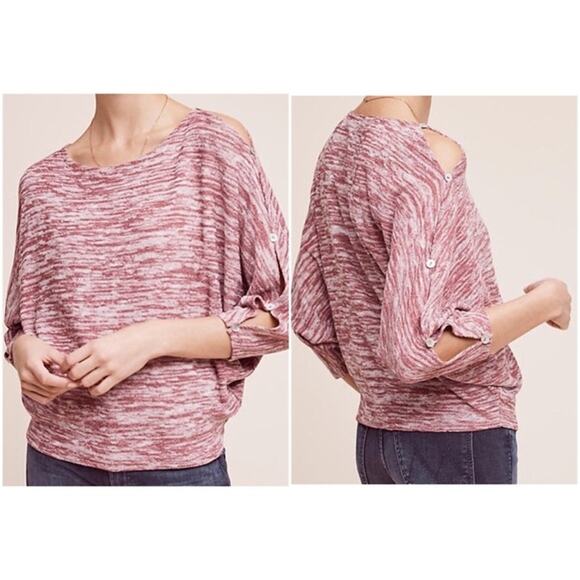Anthropologie Postmark Malu Space Dye Dolman Sleeve Top Red Slit Sleeve Medium - Picture 1 of 11